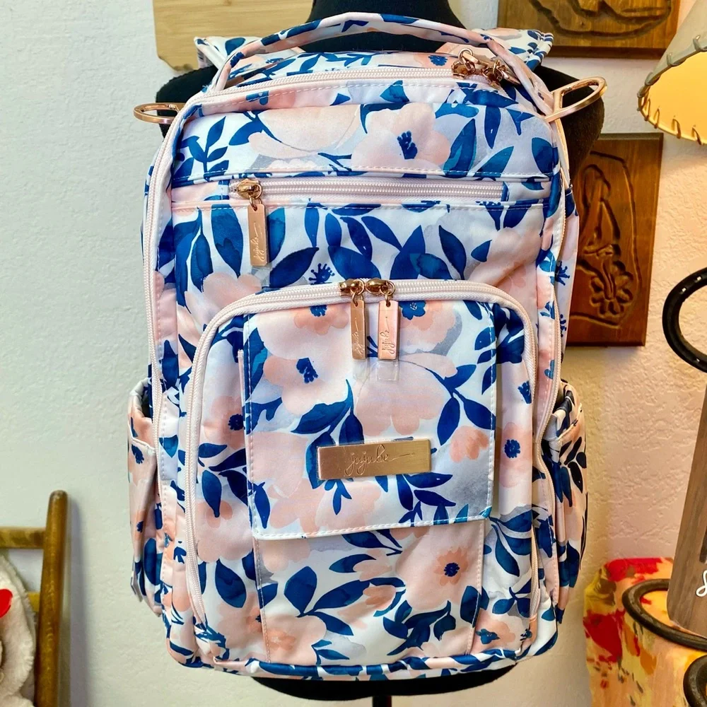 JuJuBe Be Right Back Multi-Function Diaper Backpack Whimsical Watercolor Floral